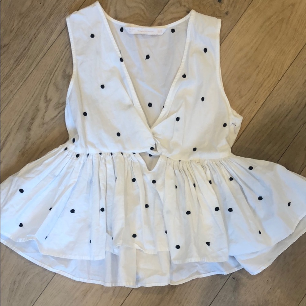 ZARA POLKA DOTTED POPLIN TOP
